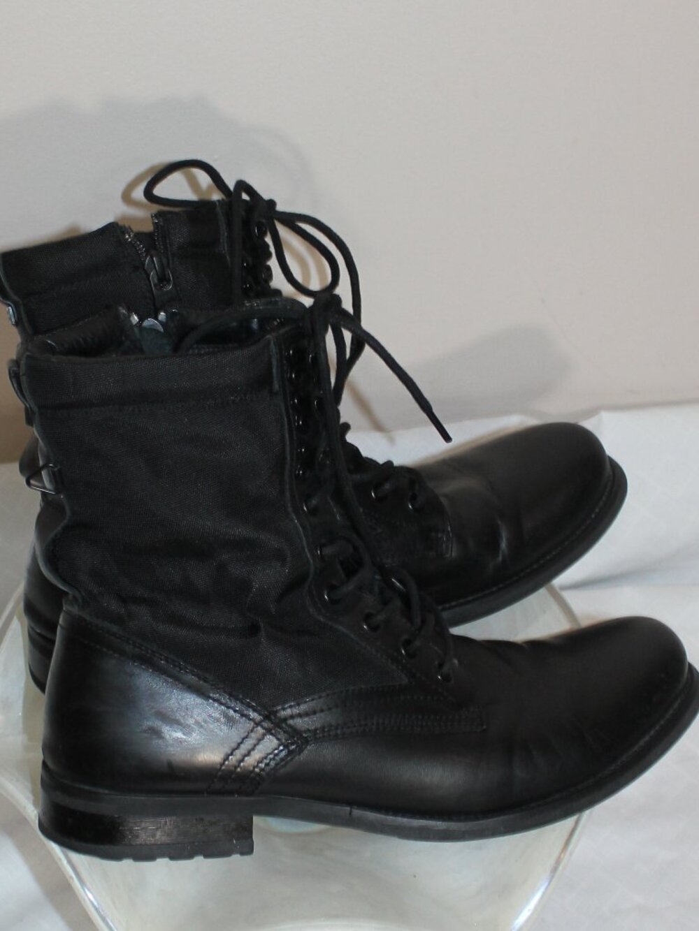 Rudsak ankle lase up zipper women black fur fabric winter   boots size 42 /11